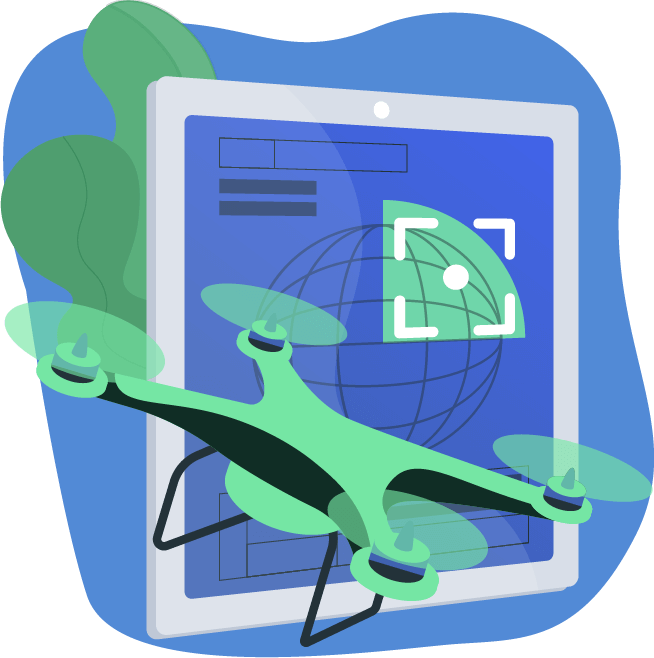 Drone in front of tablet